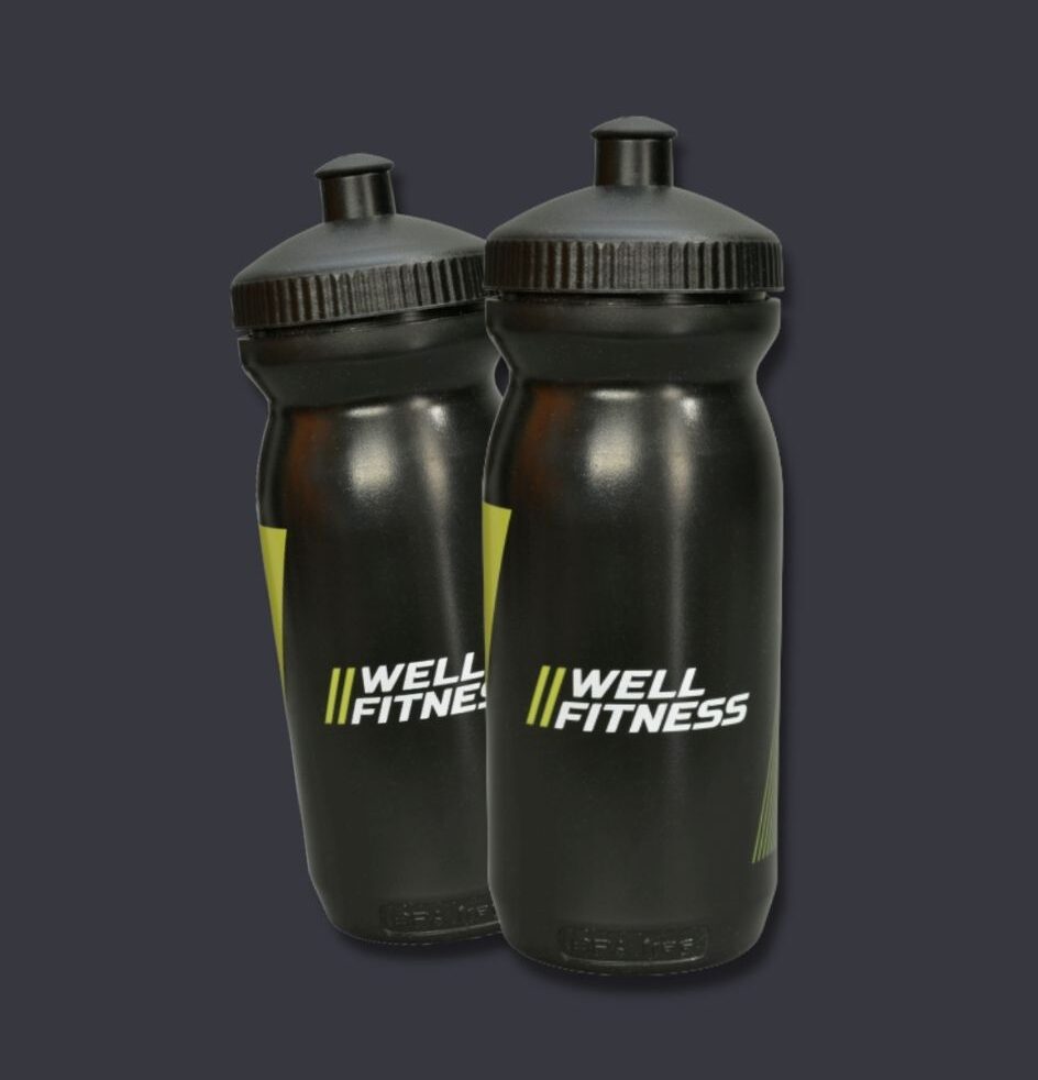 bidony logowane well fitness w ciemnej kolorystyce